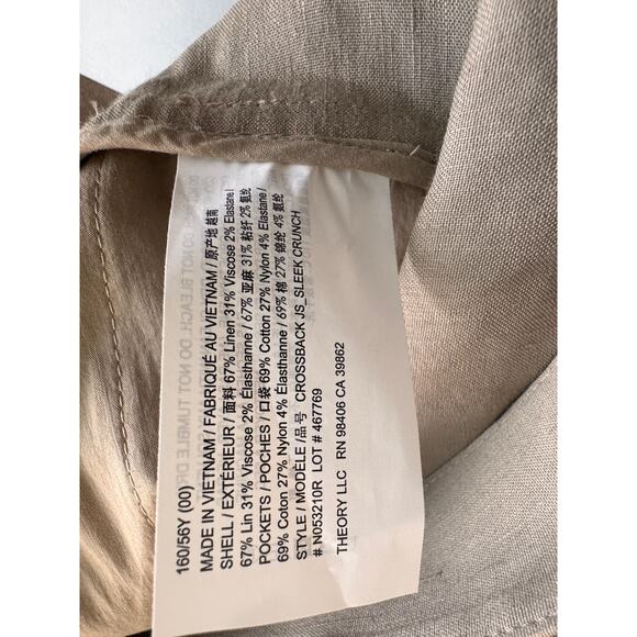 THEORY Tan Sleeveless Crossback Sleek Crunch One-Piece Jumpsuit 00 FALL VIBES - Picture 9 of 10